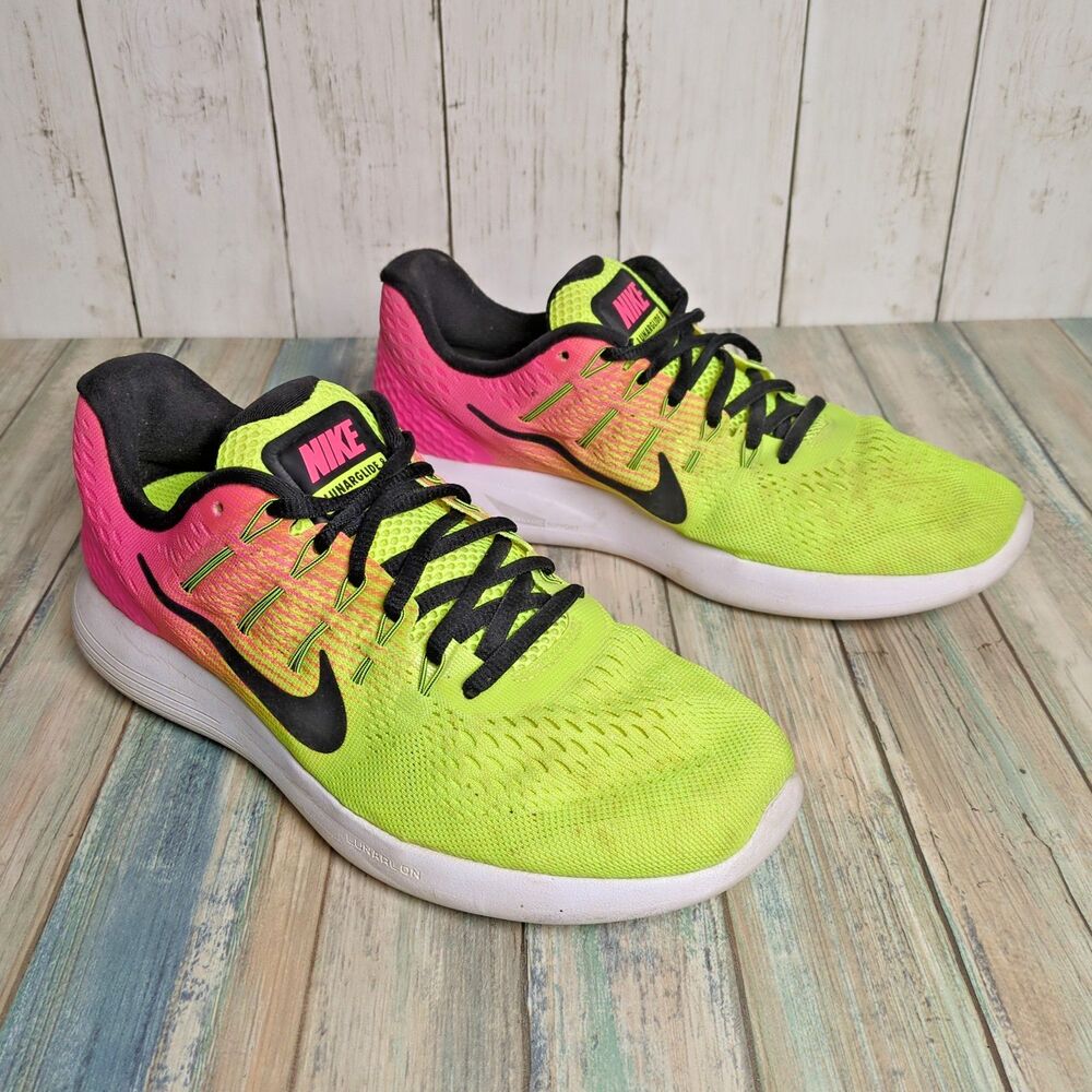 Nike Lunarglide 8 Volt Pink Yellow Running Shoes Sneakers Womens 9 OC Unlimited